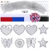 Winlyn 24 Sets Patriotic Suncatchers Ornaments Decorations DIY Window Paint Art Stickers Craft Kit USA Star Heart Sun Catchers for Kids Classroom 4th of July Activity Art Projects Party Favors