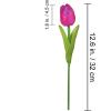 Winlyn 28 Pcs Multicolor Tulips Artificial Flowers Faux Tulip Stems Real Feel PU Tulips Easter Spring Wedding Bouquet Centerpiece Floral Arrangement Cemetery Table Décor 14″ Tall(Rose Red)