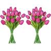 Winlyn 28 Pcs Multicolor Tulips Artificial Flowers Faux Tulip Stems Real Feel PU Tulips Easter Spring Wedding Bouquet Centerpiece Floral Arrangement Cemetery Table Décor 14″ Tall(Rose Red)