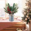 Winlyn 3 Pack Christmas Artificial Potted Plants Christmas Greenery Red Berry and Snowy Pinecone in Small Rustic Galvanized Metal Pot Farmhouse Centerpiece for Holiday Winter Home Tiered Tray Tabletop