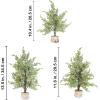 Winlyn 3 Pack Mini Artificial Cedar Trees with Pinecones and Wood Bases Small Tabletop Christmas Trees for Winter Rustic Farmhouse Christmas Holiday Seasonal Indoor Table Centerpiece Desk Decoration