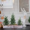 Winlyn 3 Pack Mini Canadian Pine Trees with Wood Bases Artificial Miniature Christmas Trees and Rustic Planter for Holiday Season Tabletop Decoration Centerpiece Displays