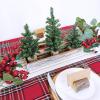 Winlyn 3 Pack Mini Canadian Pine Trees with Wood Bases Artificial Miniature Christmas Trees and Rustic Planter for Holiday Season Tabletop Decoration Centerpiece Displays
