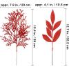 Winlyn 30 Pcs Christmas Artificial Leaf Sprays Cedar Picks Silver Glittered Christmas Tree Ornaments Winter Floral Stems for Sliver Christmas Tree Wreaths Centerpieces Holiday Wedding Decoration(Red)