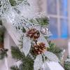Winlyn 30 Pcs Christmas Artificial Leaf Sprays Cedar Picks Silver Glittered Christmas Tree Ornaments Winter Floral Stems for Sliver Christmas Tree Wreaths Centerpieces Holiday Wedding Decoration(Silver)
