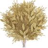 Winlyn 30 Pcs Christmas Artificial Leaf Sprays Cedar Picks Silver Glittered Christmas Tree Ornaments Winter Floral Stems for Sliver Christmas Tree Wreaths Centerpieces Holiday Wedding Decoration(Gold)