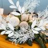 Winlyn 30 Pcs Christmas Artificial Leaf Sprays Cedar Picks Silver Glittered Christmas Tree Ornaments Winter Floral Stems for Sliver Christmas Tree Wreaths Centerpieces Holiday Wedding Decoration(White)