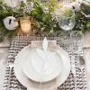Winlyn 30 Pcs Christmas Artificial Leaf Sprays Cedar Picks Silver Glittered Christmas Tree Ornaments Winter Floral Stems for Sliver Christmas Tree Wreaths Centerpieces Holiday Wedding Decoration(White)
