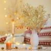 Winlyn 30 Pcs Christmas Artificial Leaf Sprays Cedar Picks Silver Glittered Christmas Tree Ornaments Winter Floral Stems for Sliver Christmas Tree Wreaths Centerpieces Holiday Wedding Decoration(Gold)