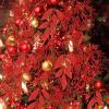 Winlyn 30 Pcs Christmas Artificial Leaf Sprays Cedar Picks Silver Glittered Christmas Tree Ornaments Winter Floral Stems for Sliver Christmas Tree Wreaths Centerpieces Holiday Wedding Decoration(Red)