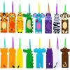 Winlyn 32 Sets Jungle Animal Craft Kits DIY Jungle Safari Zoo Wild Animal Bookmarks Decorations Art Sets Tiger Lion Zebra Foam Stickers for Kids Classroom Activities Reading Rewards Party Favors
