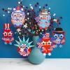 Winlyn 36 Sets 4th of July Craft Kits Patriotic Crafts DIY Owl Ornaments Decorations Art Sets Owl Shapes with Red White Blue USA Flag Patriotic Star Stickers for Kids Party Classroom Activities
