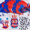 Winlyn 36 Sets 4th of July Craft Kits Patriotic Crafts DIY Owl Ornaments Decorations Art Sets Owl Shapes with Red White Blue USA Flag Patriotic Star Stickers for Kids Party Classroom Activities