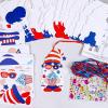 Winlyn 36 Sets Gnome Patriotic Decorations DIY Patriotic Craft Kits Red White Blue Gnome with USA Flag Patriotic Star Pinwheel Stickers for Kids 4th of July Party Favors Rewards Classroom Activity