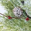 Winlyn 4 Pcs Artificial Frosted Cedar Pine Candle Rings Christmas Candle Holder Rings Wreaths Pine Cones Red Pip Berries Mini Window Mirror Wreaths 14.6″ Wide for Winter Holiday Table Farmhouse Décor(E)