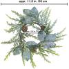 Winlyn 4 Pcs Artificial Frosted Cedar Pine Candle Rings Christmas Candle Holder Rings Wreaths Pine Cones Red Pip Berries Mini Window Mirror Wreaths 14.6″ Wide for Winter Holiday Table Farmhouse Décor(I)
