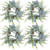 Winlyn 4 Pcs Artificial Frosted Cedar Pine Candle Rings Christmas Candle Holder Rings Wreaths Pine Cones Red Pip Berries Mini Window Mirror Wreaths 14.6″ Wide for Winter Holiday Table Farmhouse Décor(I)