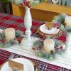 Winlyn 4 Pcs Artificial Frosted Cedar Pine Candle Rings Christmas Candle Holder Rings Wreaths Pine Cones Red Pip Berries Mini Window Mirror Wreaths 14.6″ Wide for Winter Holiday Table Farmhouse Décor(L)