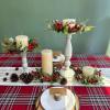 Winlyn 4 Pcs Artificial Frosted Cedar Pine Candle Rings Christmas Candle Holder Rings Wreaths Pine Cones Red Pip Berries Mini Window Mirror Wreaths 14.6″ Wide for Winter Holiday Table Farmhouse Décor(C)