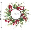 Winlyn 4 Pcs Artificial Frosted Cedar Pine Candle Rings Christmas Candle Holder Rings Wreaths Pine Cones Red Pip Berries Mini Window Mirror Wreaths 14.6″ Wide for Winter Holiday Table Farmhouse Décor(C)