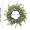Winlyn 4 Pcs Artificial Frosted Cedar Pine Candle Rings Christmas Candle Holder Rings Wreaths Pine Cones Red Pip Berries Mini Window Mirror Wreaths 14.6″ Wide for Winter Holiday Table Farmhouse Décor(A)