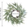 Winlyn 4 Pcs Artificial Frosted Cedar Pine Candle Rings Christmas Candle Holder Rings Wreaths Pine Cones Red Pip Berries Mini Window Mirror Wreaths 14.6″ Wide for Winter Holiday Table Farmhouse Décor(E)