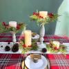 Winlyn 4 Pcs Artificial Frosted Cedar Pine Candle Rings Christmas Candle Holder Rings Wreaths Pine Cones Red Pip Berries Mini Window Mirror Wreaths 14.6″ Wide for Winter Holiday Table Farmhouse Décor(A)