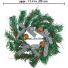 Winlyn 4 Pcs Artificial Frosted Cedar Pine Candle Rings Christmas Candle Holder Rings Wreaths Pine Cones Red Pip Berries Mini Window Mirror Wreaths 14.6″ Wide for Winter Holiday Table Farmhouse Décor(J)
