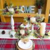 Winlyn 4 Pcs Artificial Frosted Cedar Pine Candle Rings Christmas Candle Holder Rings Wreaths Pine Cones Red Pip Berries Mini Window Mirror Wreaths 14.6″ Wide for Winter Holiday Table Farmhouse Décor(M)