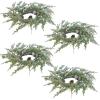 Winlyn 4 Pcs Artificial Frosted Cedar Pine Candle Rings Christmas Candle Holder Rings Wreaths Pine Cones Red Pip Berries Mini Window Mirror Wreaths 14.6″ Wide for Winter Holiday Table Farmhouse Décor(E)