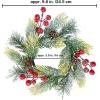 Winlyn 4 Pcs Artificial Frosted Cedar Pine Candle Rings Christmas Candle Holder Rings Wreaths Pine Cones Red Pip Berries Mini Window Mirror Wreaths 14.6″ Wide for Winter Holiday Table Farmhouse Décor(L)