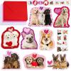 Winlyn 48 Sets Assorted Dogs Valentine’s Day Cards Scratch & Sniff Strawberry Scented Valentine Cards Cute Pet Love Cards with Envelopes Stickers Tattoos for Kids Party Favor Classroom Gift Exchange