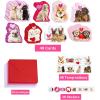 Winlyn 48 Sets Assorted Dogs Valentine’s Day Cards Scratch & Sniff Strawberry Scented Valentine Cards Cute Pet Love Cards with Envelopes Stickers Tattoos for Kids Party Favor Classroom Gift Exchange