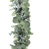 Winlyn 5.9′ Long Faux Silver Dollar Eucalyptus Leaves Greenery Artificial Garland in Grey Green for Wedding Arch Swag Backdrop Doorways Table Runner Indoor Outdoor