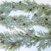 Winlyn 6′ Artificial Frosted Christmas Pine Garland with Pine Cones Glitter Winter Greenery Garland for Christmas Winter Wedding Holiday Table Runner Centerpiece Doorway Season Mantel Decor