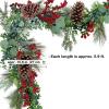 Winlyn 6′ Long Artificial Eucalyptus and Pine Christmas Garland with Pine Cones Red Berries Pine Needles Winter Greenery Garland Christmas Season Holiday Wedding Table Runner Centerpiece Mantel Decor