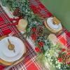 Winlyn 6′ Long Artificial Eucalyptus and Pine Christmas Garland with Pine Cones Red Berries Pine Needles Winter Greenery Garland Christmas Season Holiday Wedding Table Runner Centerpiece Mantel Decor