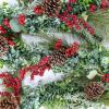 Winlyn 6′ Long Artificial Eucalyptus and Pine Christmas Garland with Pine Cones Red Berries Pine Needles Winter Greenery Garland Christmas Season Holiday Wedding Table Runner Centerpiece Mantel Decor