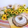 Winlyn 6′ Long Artificial Sunflower Garland Hanging Sunflower Vine Greenery Garland with 49 Pcs Sunflower Heads for Fall Autumn Holiday Wedding Arch Home Mantel Doorway Table Backdrop Decoration