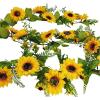 Winlyn 6′ Long Artificial Sunflower Garland Hanging Sunflower Vine Greenery Garland with 49 Pcs Sunflower Heads for Fall Autumn Holiday Wedding Arch Home Mantel Doorway Table Backdrop Decoration