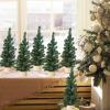 Winlyn 6 Pack Small Mini Artificial Christmas Trees Canadian Pine Tree with Wooden Base Small Tabletop Trees 13″ Tall for Holiday Party Christmas Village DIY Crafts Mantel Table Centerpiece Décor(11 Inch)