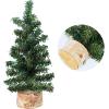 Winlyn 6 Pack Small Mini Artificial Christmas Trees Canadian Pine Tree with Wooden Base Small Tabletop Trees 13″ Tall for Holiday Party Christmas Village DIY Crafts Mantel Table Centerpiece Décor(8 Inch)