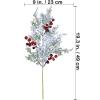 Winlyn 6 Pcs Snowy Artificial Cedar Picks with Red Berries Frosted Faux Cedar Sprays Christmas Cedar Greenery Branches Stems for Christmas Tree Wreath Floral Arrangement Vase Winter Holiday Décor