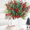 Winlyn 60 Pcs Christmas Artificial Pine Branches Red Berry Picks Fake Greenery Plants Pine Sprigs Christmas Tree Stems 8.1″-12″ for Holiday Christmas Tree DIY Garland Centerpiece Floral Arrangement