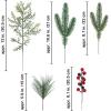 Winlyn 65 Pcs Artificial Pine Branches and Red Berries Stems Christmas Greenery Stems Cedar Picks for Christmas Tree Wreath Winter Wedding Holiday Floral Arrangement Table Centerpiece DIY Crafts