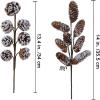 Winlyn 8 Pcs Snowy Natural Pinecone Picks Sprays Christmas Picks Spruce Pine Cones Branches Ornaments 14″ Tall for Christmas Tree Rustic Floral Arrangements Wreath Holiday Centerpiece Winter Décor
