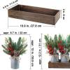 Winlyn Christmas Farmhouse Centerpiece Rustic Wood Tray 3 Galvanized Pots with Artificial Pine Cedar Red Berry Snowy Pinecone Christmas Arrangement Table Decoration for Holiday Home Kitchen Mantel