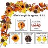 Winlyn Fake Fall Maple Leaf Garland Hanging Vine- 6 Feet – Artificial Berries Sunflower Pumpkin Autumn Decoration for Wedding Party Thanksgiving Dinner Fireplace Door Frame Doorway Backdrop Decor