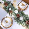 Winlyn Fall White Pumpkin Artificial Eucalyptus Garland with Pumpkins Pinecones Berries – Fall Decor, 5.9′ L – Farmhouse Wedding Arch Backdrop, Thanksgiving Mantel, Table Runner, Centerpiece