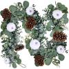 Winlyn Fall White Pumpkin Artificial Eucalyptus Garland with Pumpkins Pinecones Berries – Fall Decor, 5.9′ L – Farmhouse Wedding Arch Backdrop, Thanksgiving Mantel, Table Runner, Centerpiece
